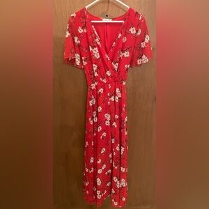 Long Floral Red Dress